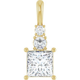 Elegant 1/2 Carat Princess Cut and Round Cut Three-stone Diamond Pendant Set in 14k Gold